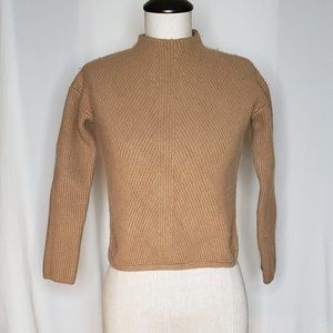 Babaton Soft Wool Women's Standing Mock Cropped Pullover Sweater Size Small